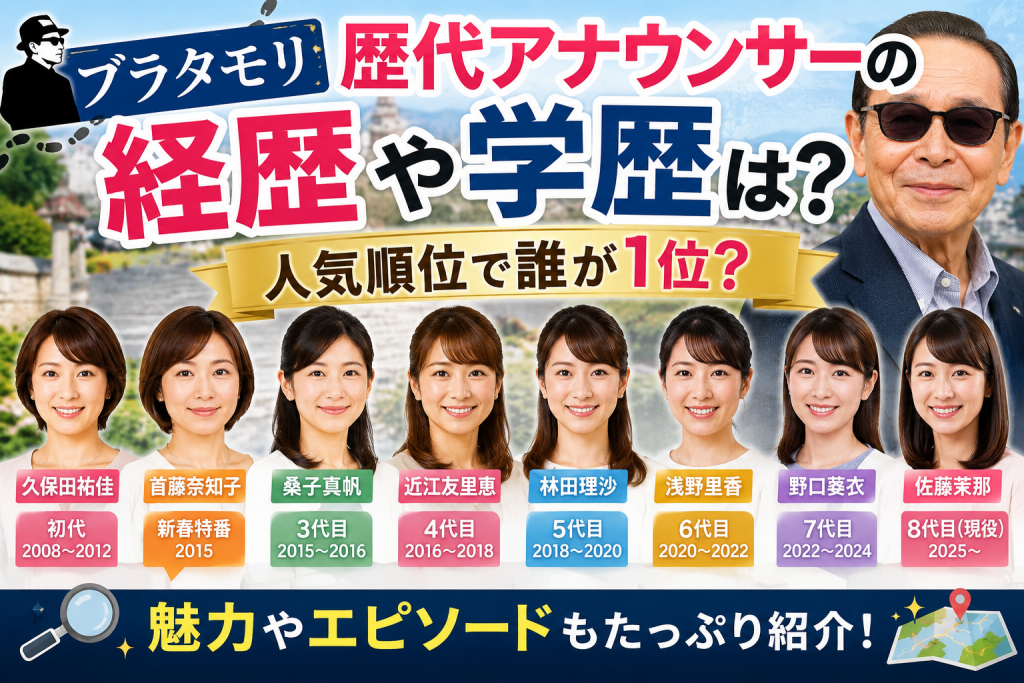 ブラタモリ歴代アナウンサーの経歴や学歴は？人気順位で誰が1位？